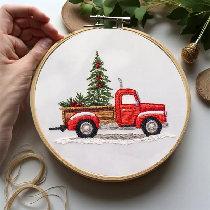 Rubbyoo Embroidery Kit - Red Truck Christmas - image 3