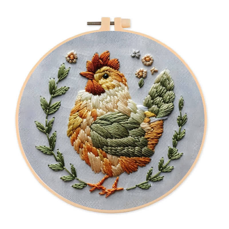 Rubbyoo Embroidery Kit - Floral Chicken - 20*20cm - image 0
