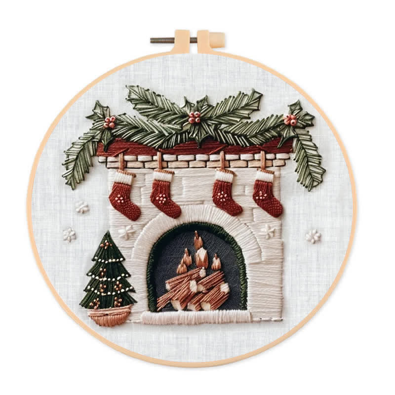 Rubbyoo Embroidery Kit - Cozy Fireplace Holiday Needlework Gift - 20*20cm - image 0