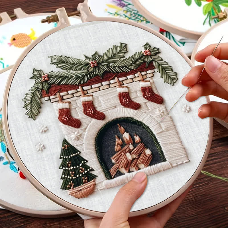 Rubbyoo Embroidery Kit - Cozy Fireplace Holiday Needlework Gift - image 2