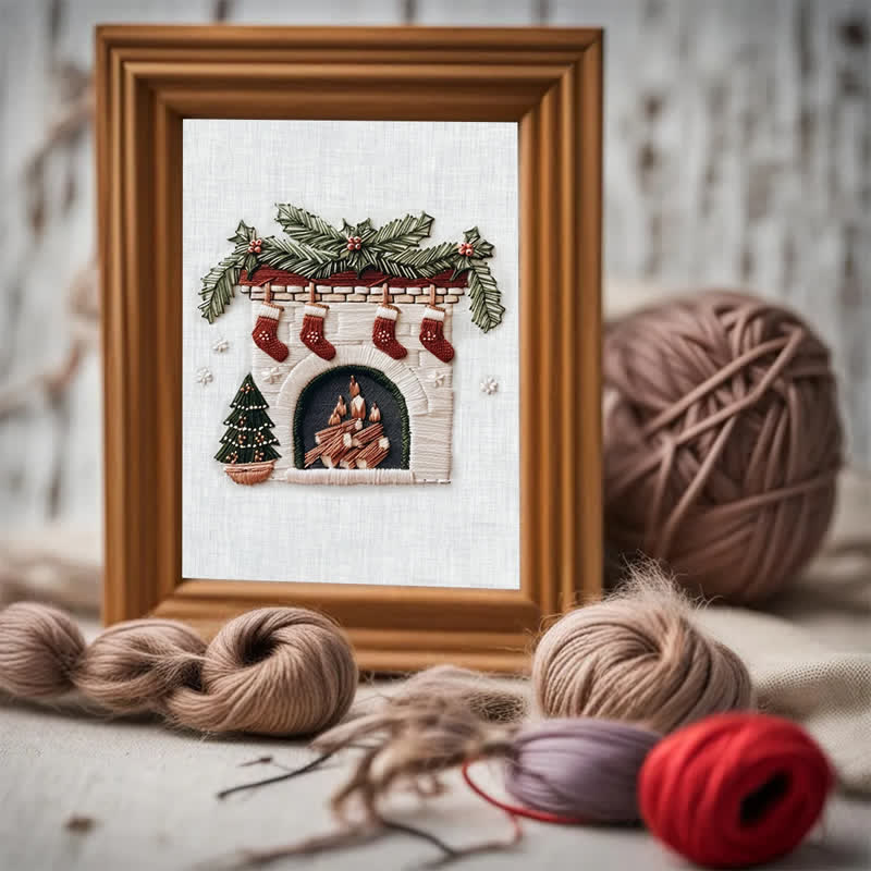 Rubbyoo Embroidery Kit - Cozy Fireplace Holiday Needlework Gift - image 6