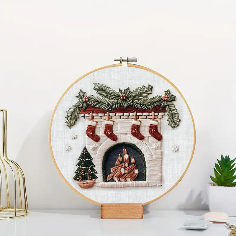 Rubbyoo Embroidery Kit - Cozy Fireplace Holiday Needlework Gift - image 5