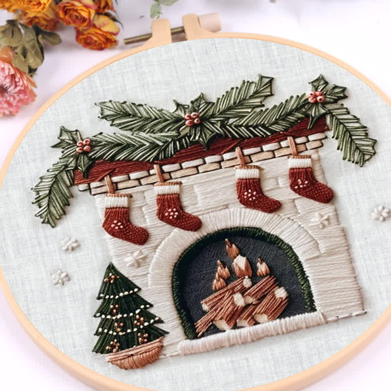 Rubbyoo Embroidery Kit - Cozy Fireplace Holiday Needlework Gift - image 9