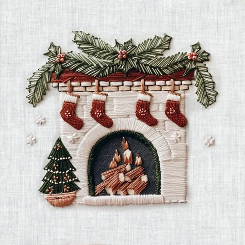 Rubbyoo Embroidery Kit - Cozy Fireplace Holiday Needlework Gift - image 10