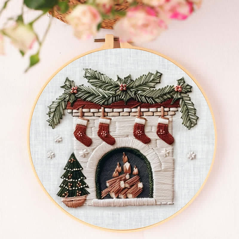 Rubbyoo Embroidery Kit - Cozy Fireplace Holiday Needlework Gift - image 7