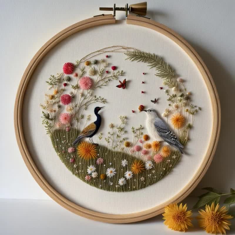 Rubbyoo Embroidery Kit - Peacock And Bird Art Deco Handmade - image 1