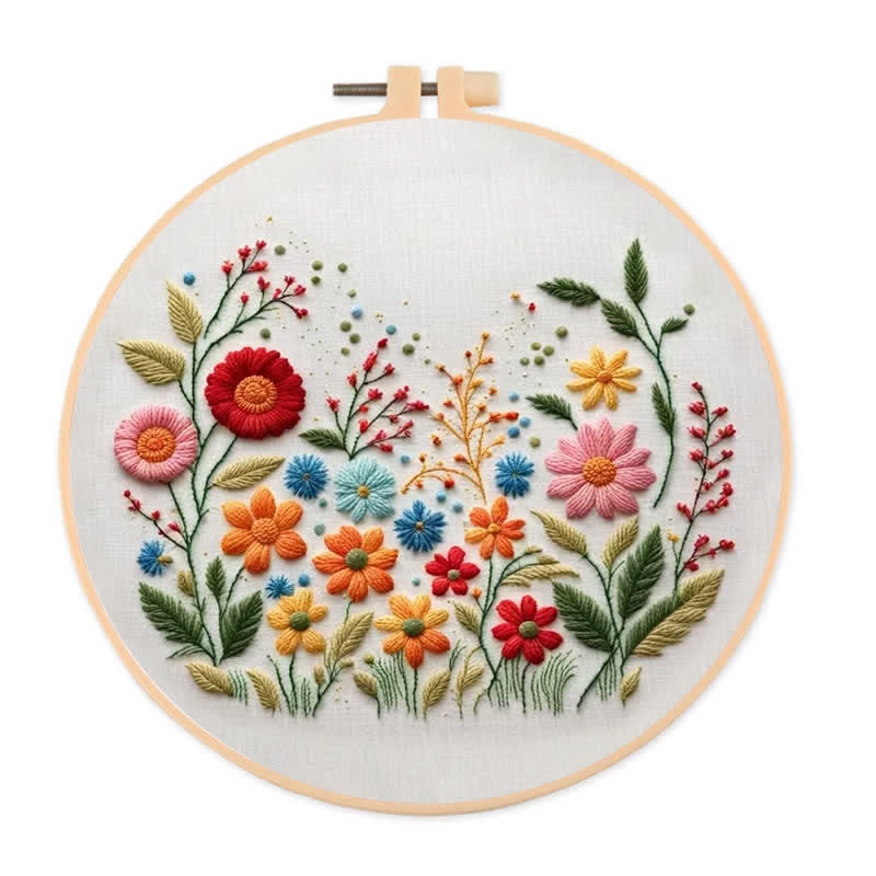 Rubbyoo Embroidery Kit - Meadow Flowers Needlecraft Kit Wall Art - 20*20cm - image 0