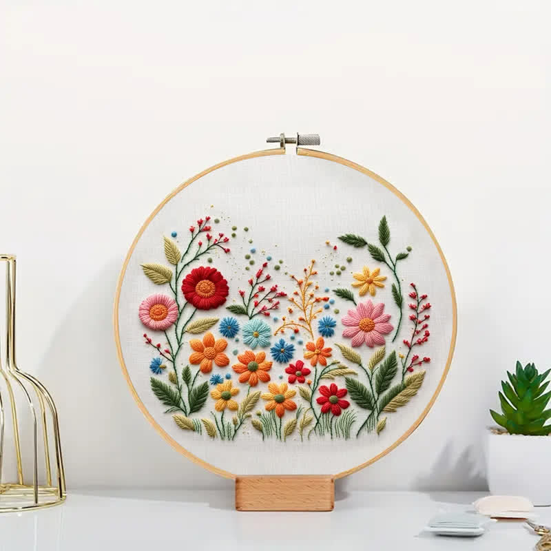 Rubbyoo Embroidery Kit - Meadow Flowers Needlecraft Kit Wall Art - image 3