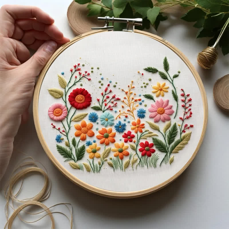 Rubbyoo Embroidery Kit - Meadow Flowers Needlecraft Kit Wall Art - image 1