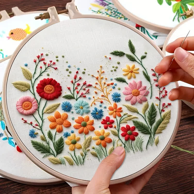 Rubbyoo Embroidery Kit - Meadow Flowers Needlecraft Kit Wall Art - image 9