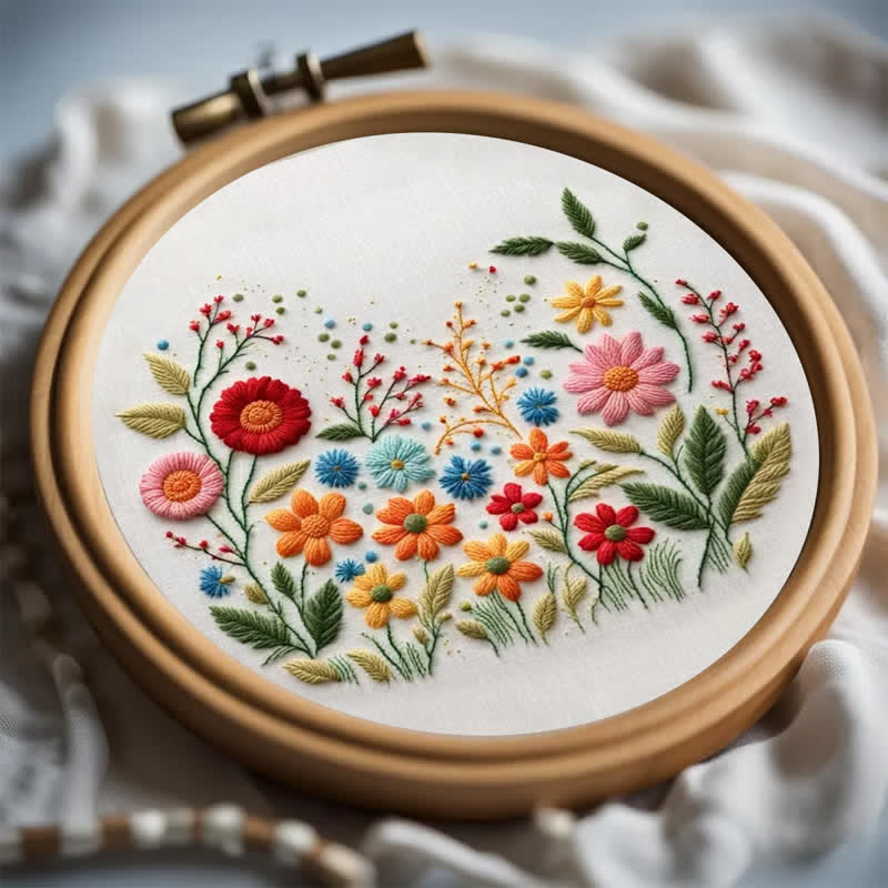 Rubbyoo Embroidery Kit - Meadow Flowers Needlecraft Kit Wall Art - image 7