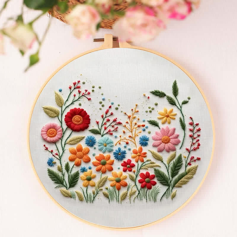 Rubbyoo Embroidery Kit - Meadow Flowers Needlecraft Kit Wall Art - image 5