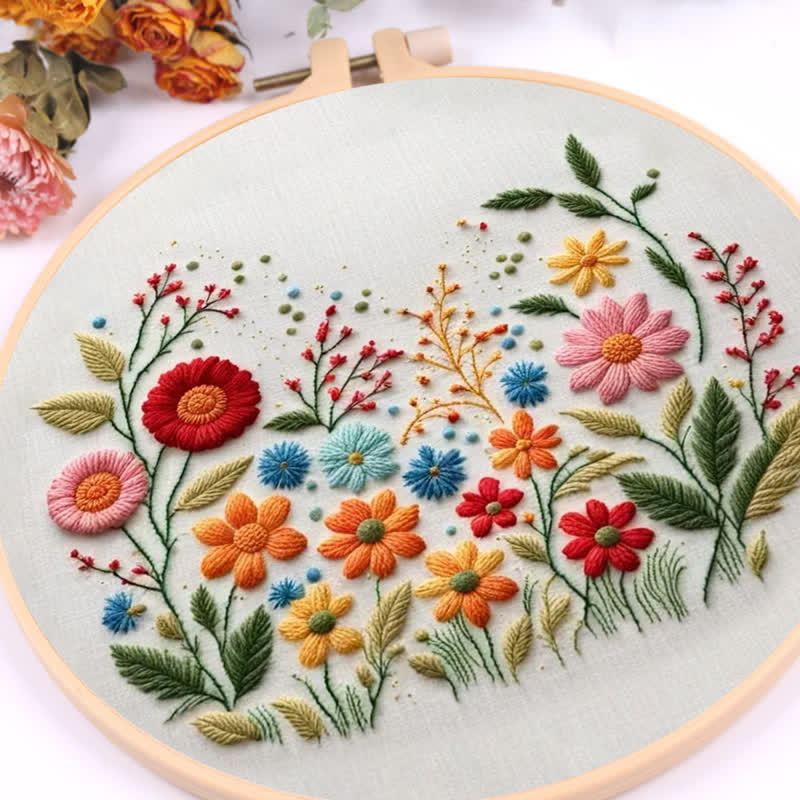 Rubbyoo Embroidery Kit - Meadow Flowers Needlecraft Kit Wall Art - image 8