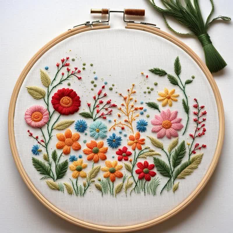 Rubbyoo Embroidery Kit - Meadow Flowers Needlecraft Kit Wall Art - image 10