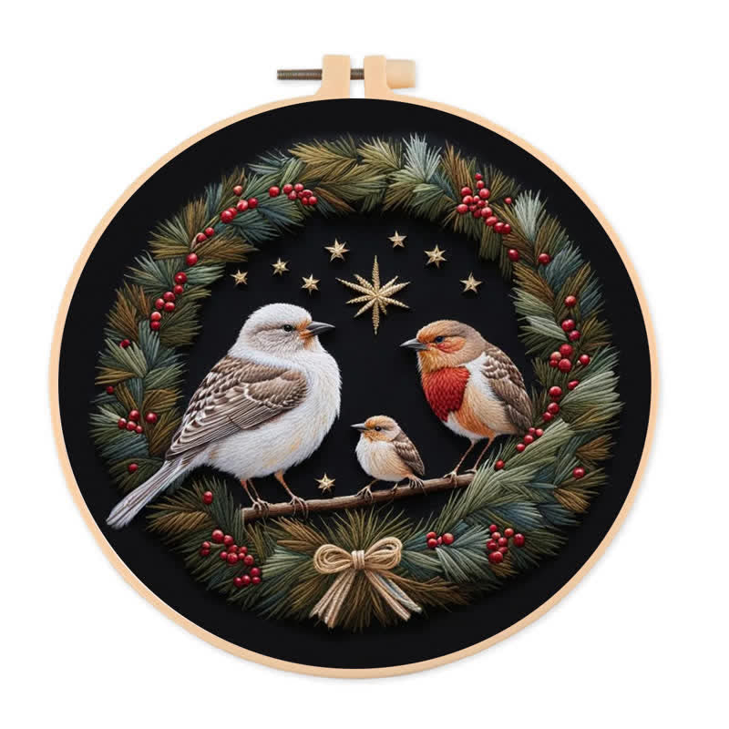 Rubbyoo Embroidery Kit -  Bird Family - 20*20cm - image 0