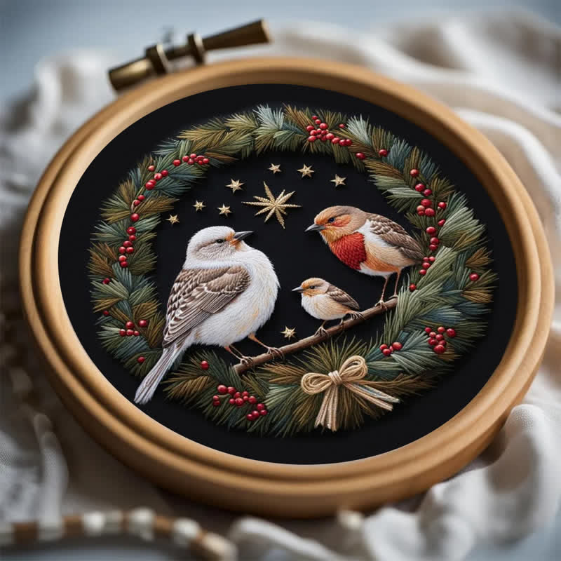 Rubbyoo Embroidery Kit -  Bird Family - image 2