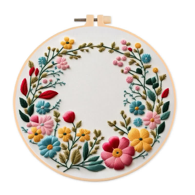 Rubbyoo Embroidery Kit - Flowers Diy Kit For Women - 20*20cm - image 0