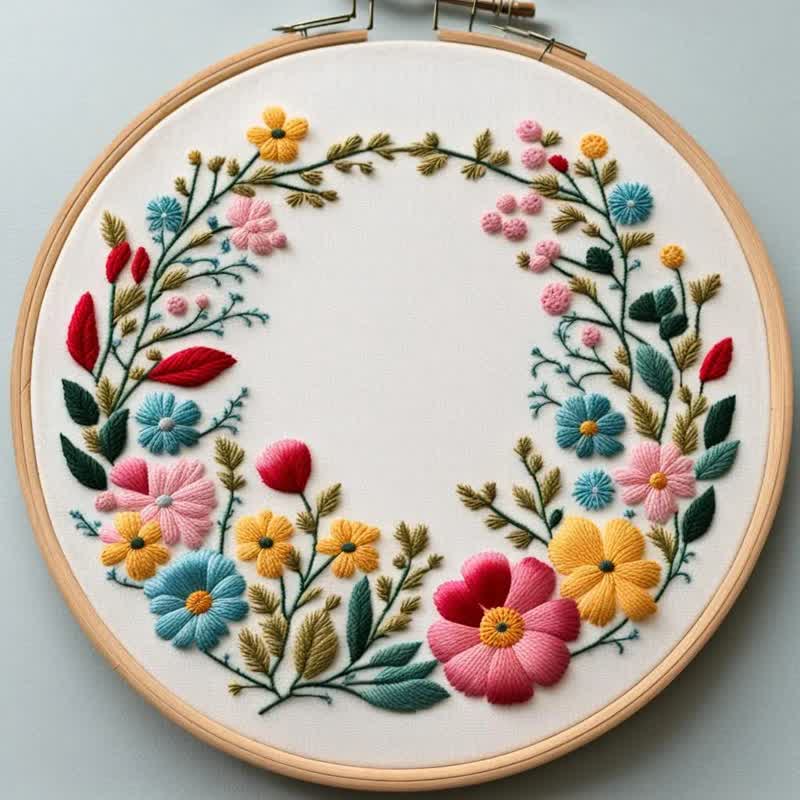 Rubbyoo Embroidery Kit - Flowers Diy Kit For Women - image 1