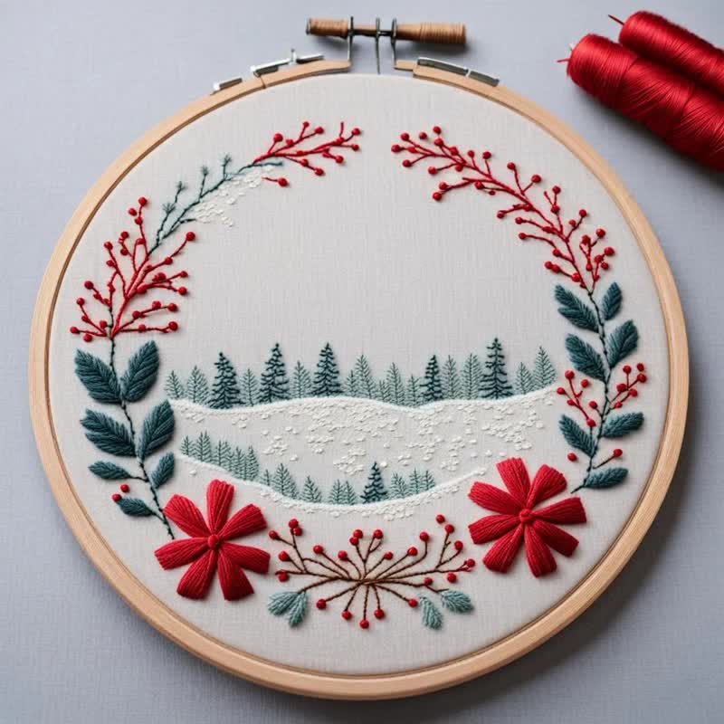 Rubbyoo Embroidery Kit - Christmas Snow Scene - image 1