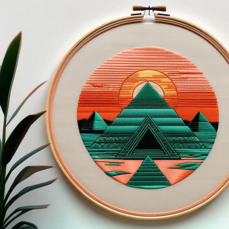 Rubbyoo Embroidery Kit - Pyramid Sunset - image 1