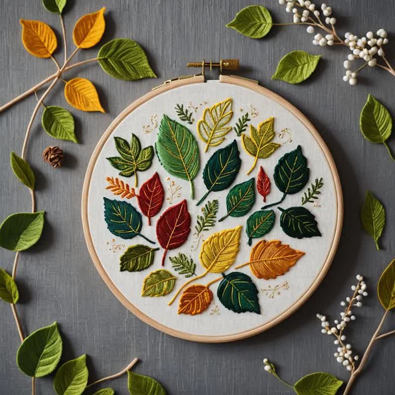 Rubbyoo Embroidery Kit - Fallen Leaves - image 1