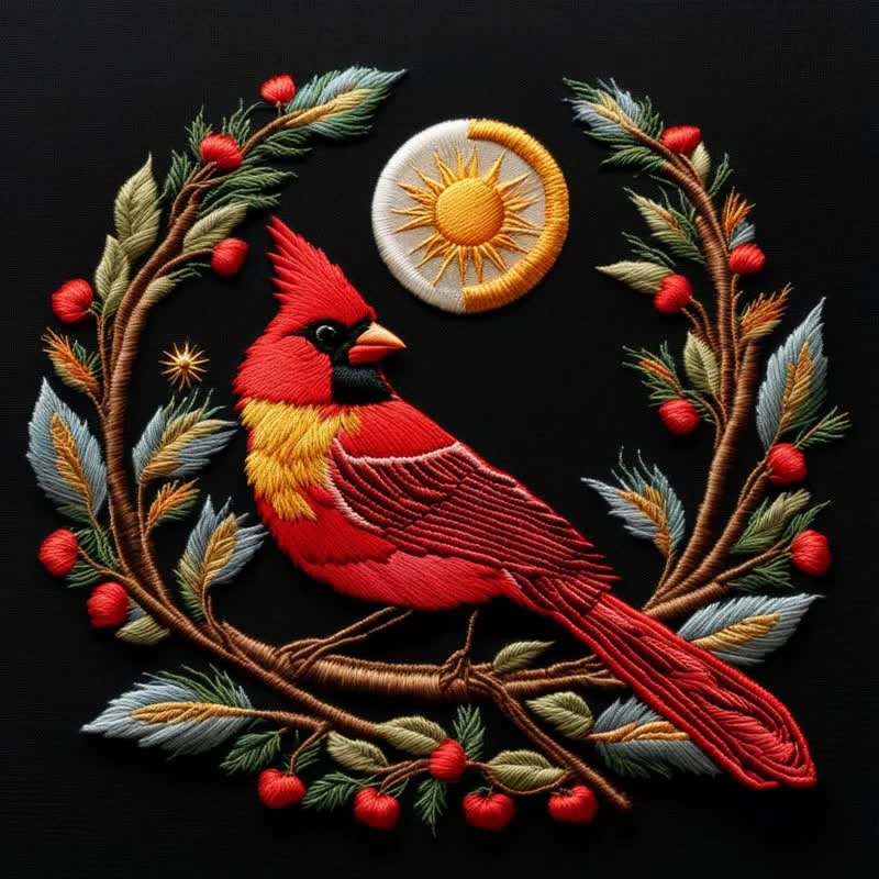 Rubbyoo Embroidery Kit - Elegant Cardinal DIY Hoop Art for Beginners - image 2