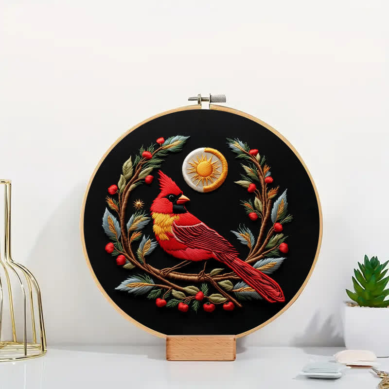 Rubbyoo Embroidery Kit - Elegant Cardinal DIY Hoop Art for Beginners - image 3