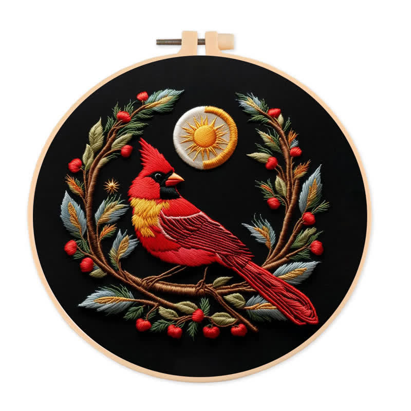 Rubbyoo Embroidery Kit - Elegant Cardinal DIY Hoop Art for Beginners - 20*20cm - image 0