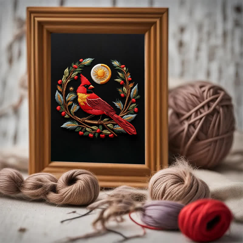 Rubbyoo Embroidery Kit - Elegant Cardinal DIY Hoop Art for Beginners - image 4