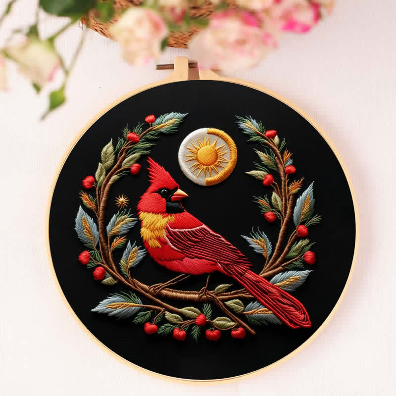 Rubbyoo Embroidery Kit - Elegant Cardinal DIY Hoop Art for Beginners - image 6