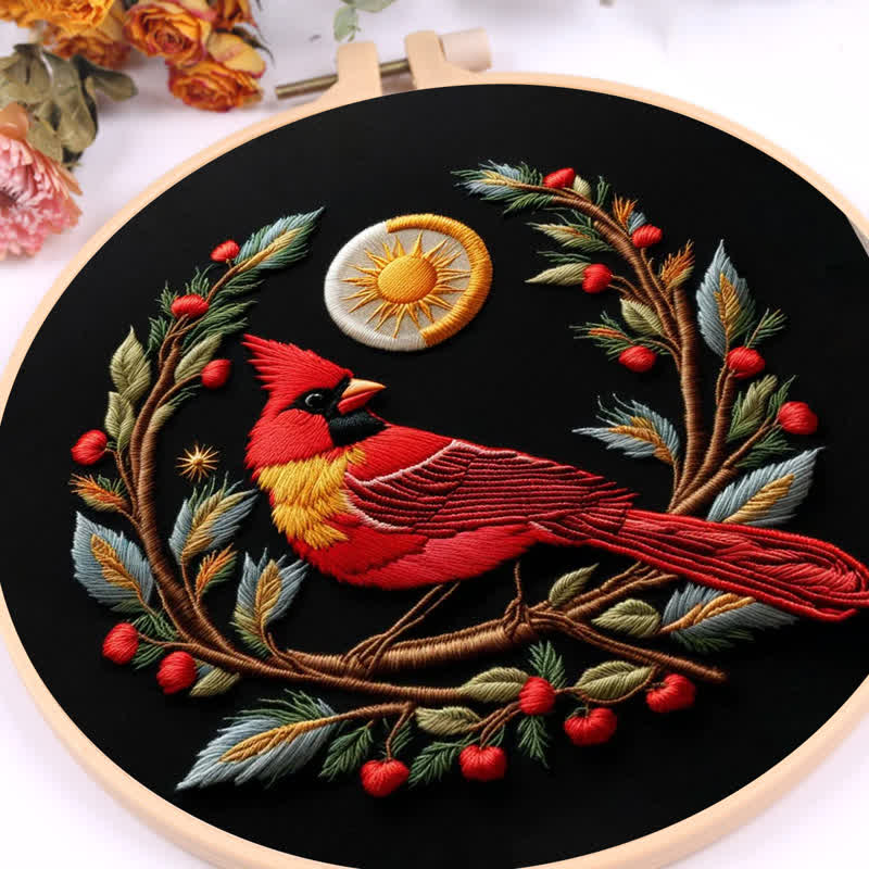 Rubbyoo Embroidery Kit - Elegant Cardinal DIY Hoop Art for Beginners - image 9
