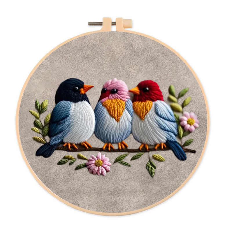 Rubbyoo Embroidery Kit - Three Baby Birds - 20*20cm - image 0
