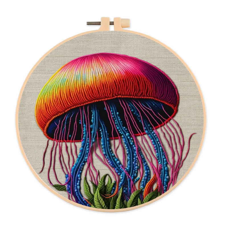 Rubbyoo Embroidery Kit - Colorful Jellyfish - 20*20cm - image 0