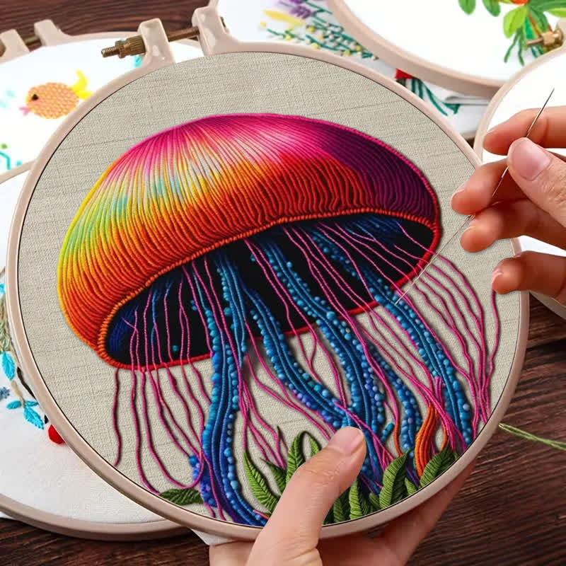 Rubbyoo Embroidery Kit - Colorful Jellyfish - image 8
