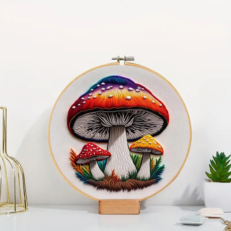 Rubbyoo Embroidery Kit - Cute Colorful Mushrooms - image 2