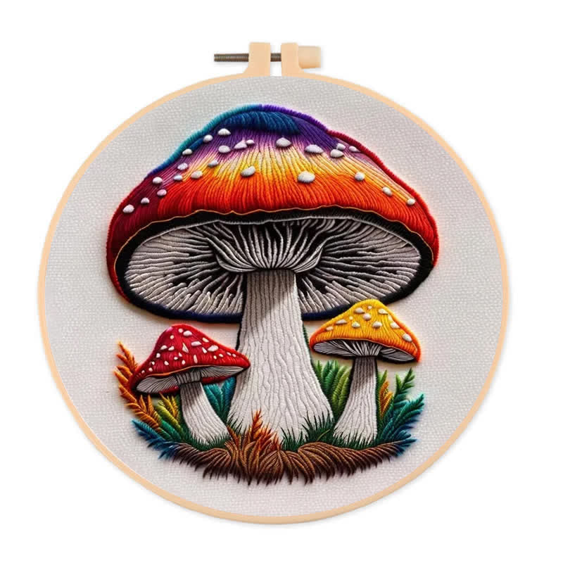 Rubbyoo Embroidery Kit - Cute Colorful Mushrooms - 20*20cm - image 0