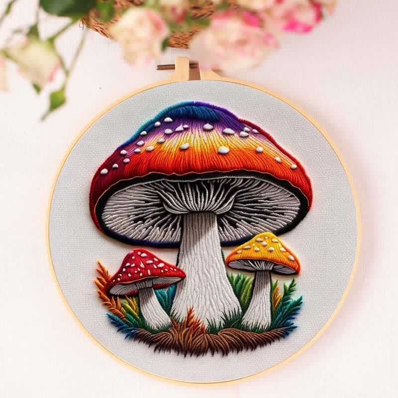 Rubbyoo Embroidery Kit - Cute Colorful Mushrooms - image 4