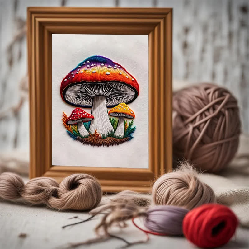 Rubbyoo Embroidery Kit - Cute Colorful Mushrooms - image 3