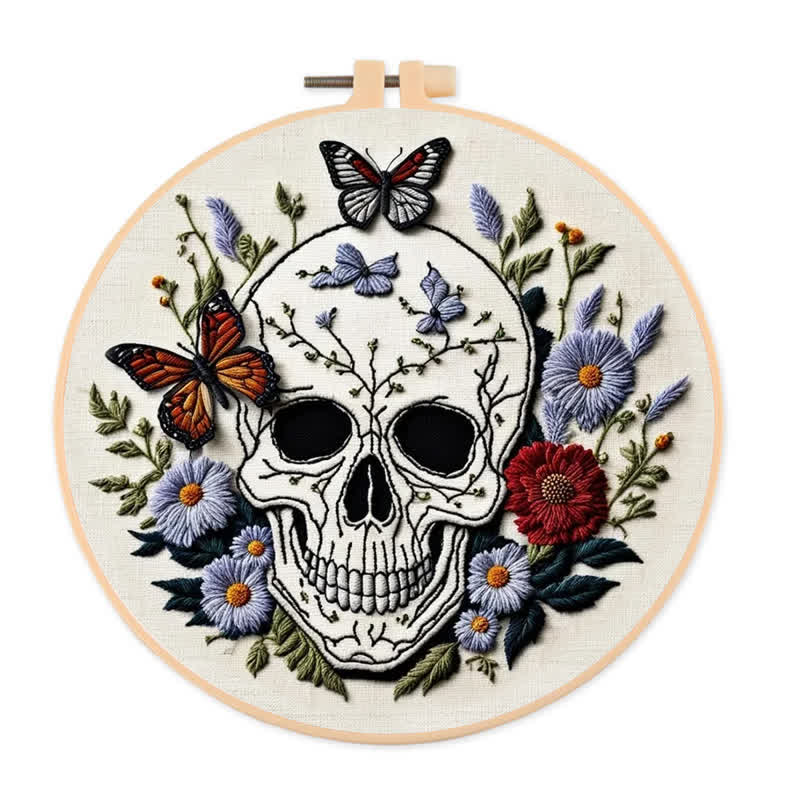 Rubbyoo Embroidery Kit -  Floral Skull Wall Art - 20*20cm - image 0