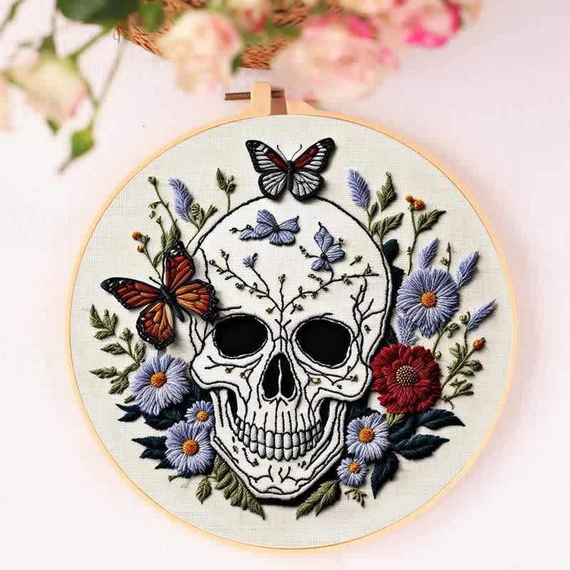 Rubbyoo Embroidery Kit -  Floral Skull Wall Art - image 3