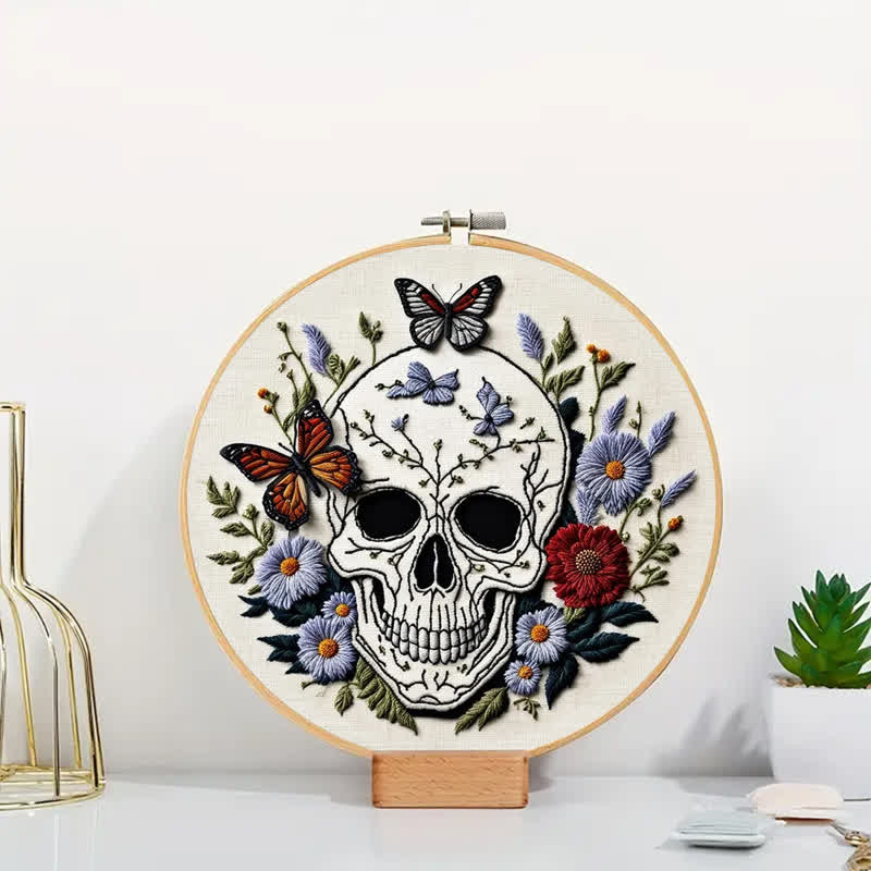 Rubbyoo Embroidery Kit -  Floral Skull Wall Art - image 2
