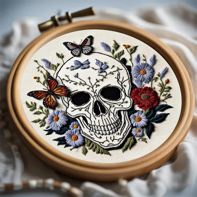 Rubbyoo Embroidery Kit -  Floral Skull Wall Art - image 6
