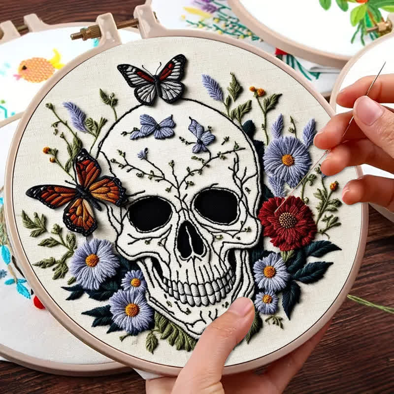 Rubbyoo Embroidery Kit -  Floral Skull Wall Art - image 8