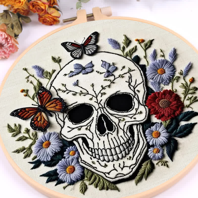 Rubbyoo Embroidery Kit -  Floral Skull Wall Art - image 10