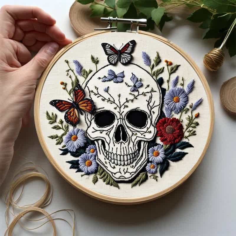 Rubbyoo Embroidery Kit -  Floral Skull Wall Art - image 9
