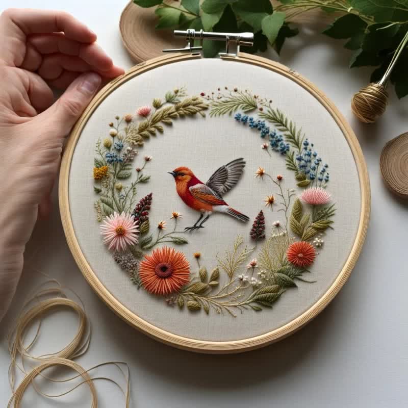 Rubbyoo Embroidery Kit - Cute Bird - image 1