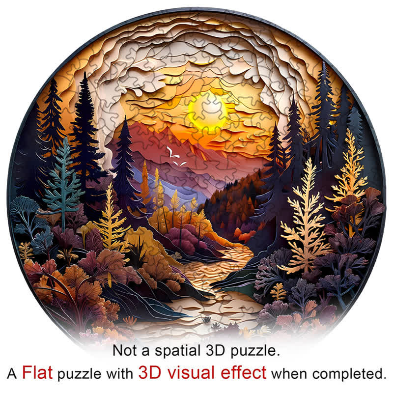 3D Sunset Forest - Wooden Jigsaw Puzzle - image 2