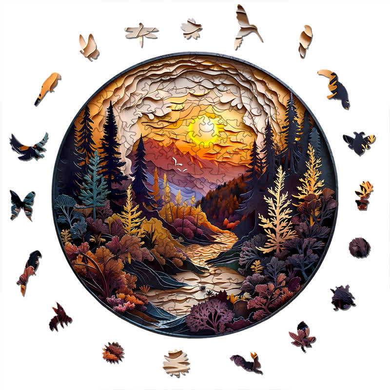3D Sunset Forest - Wooden Jigsaw Puzzle - image 6