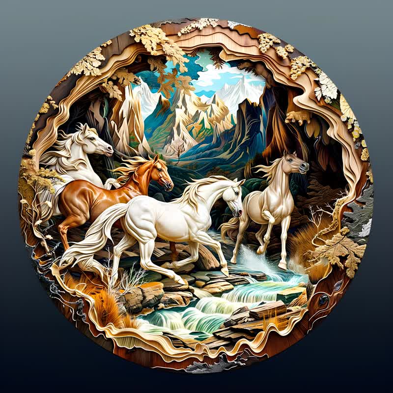 3D Horse - Wooden Jigsaw Puzzle - A3 - Wooden Gift Packaging - image 0