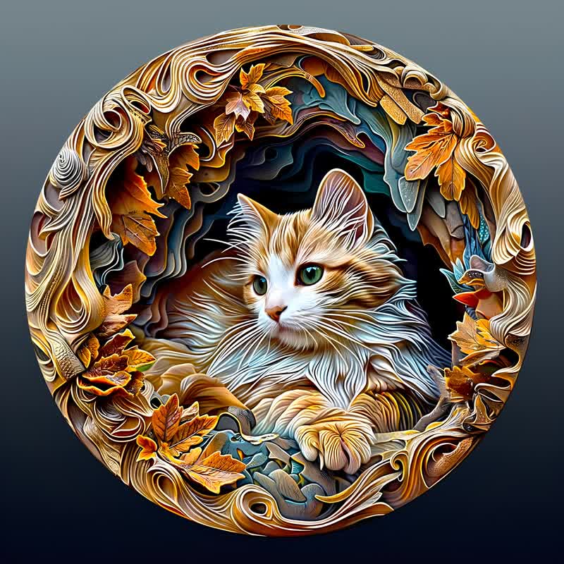 3D Cat - Wooden Jigsaw Puzzle - A3 - Wooden Gift Packaging - image 0